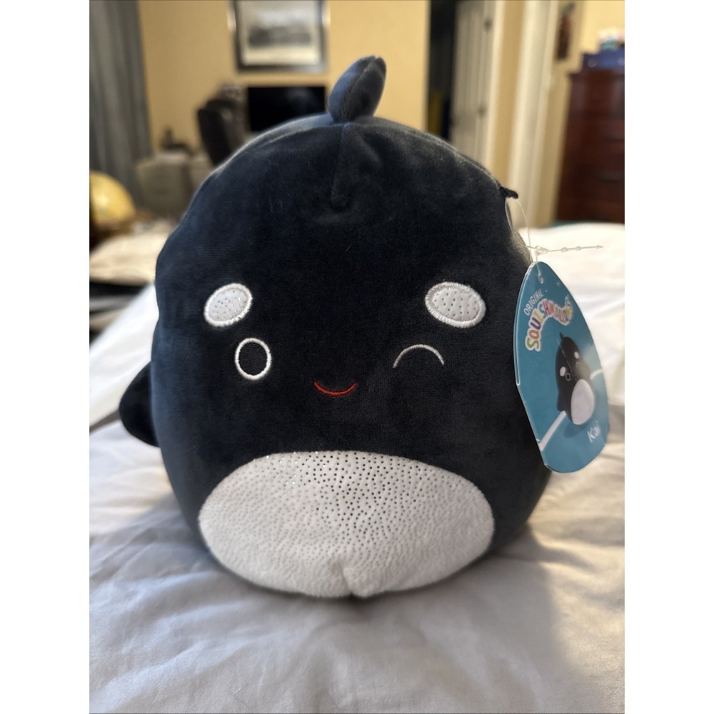 New WT Squishmallow 9" Kai The Orca Whale Winking Glimmer Belly Stuffed (Abby)